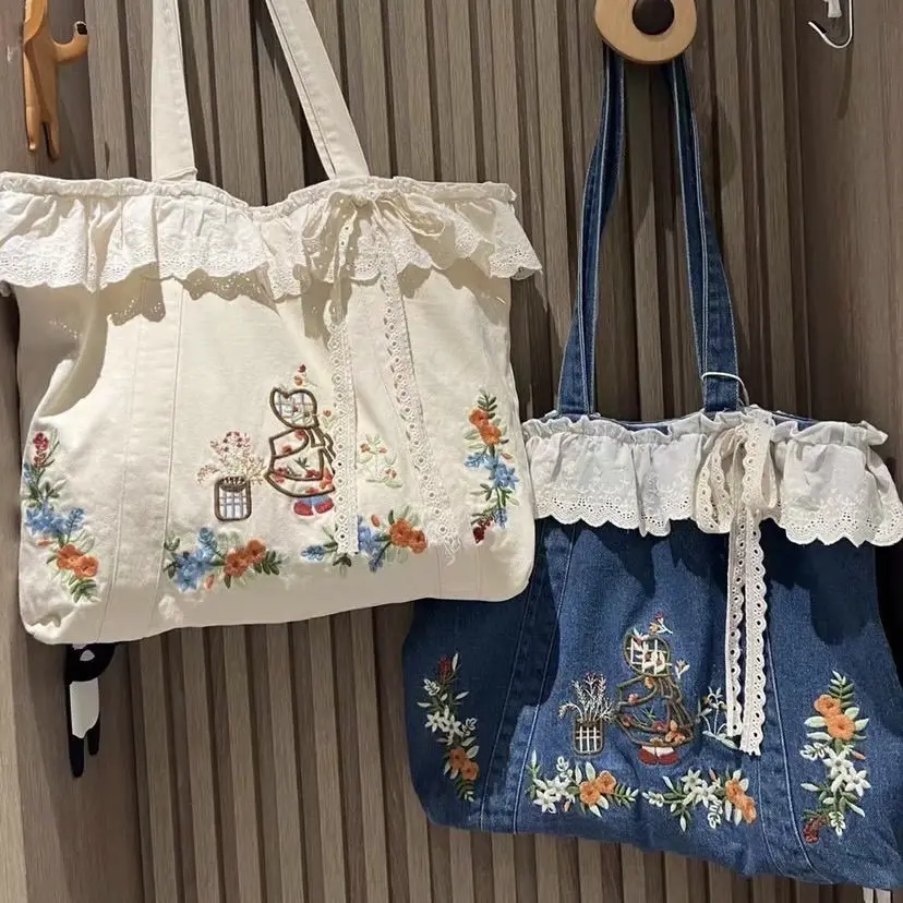 Blue Denim Aesthetic Literary Tote Bag
