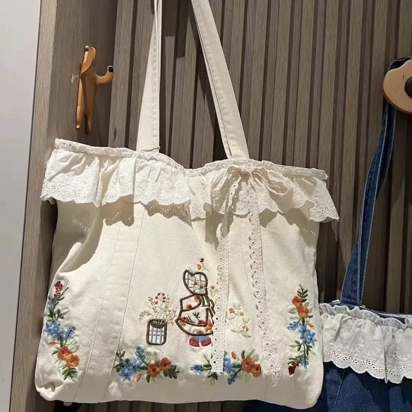 Blue Denim Aesthetic Literary Tote Bag