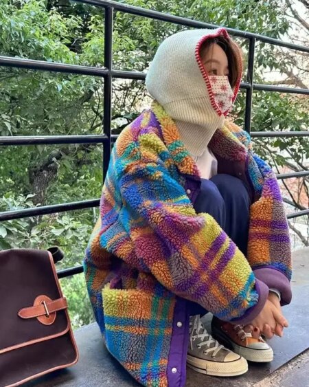 Polar Fleece Plaid Euro-America Style Coat