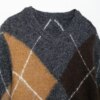 Plaid Patchwork Pullover Knitted Sweater