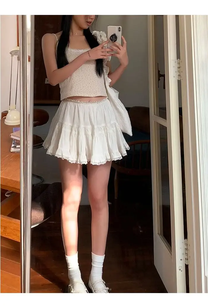 Coquette White Ruffle Mini Skirt