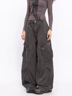 Brown Y2k Cargo Baggy Jeans