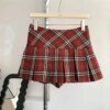 Vintage Red Plaid Pleated Skirt