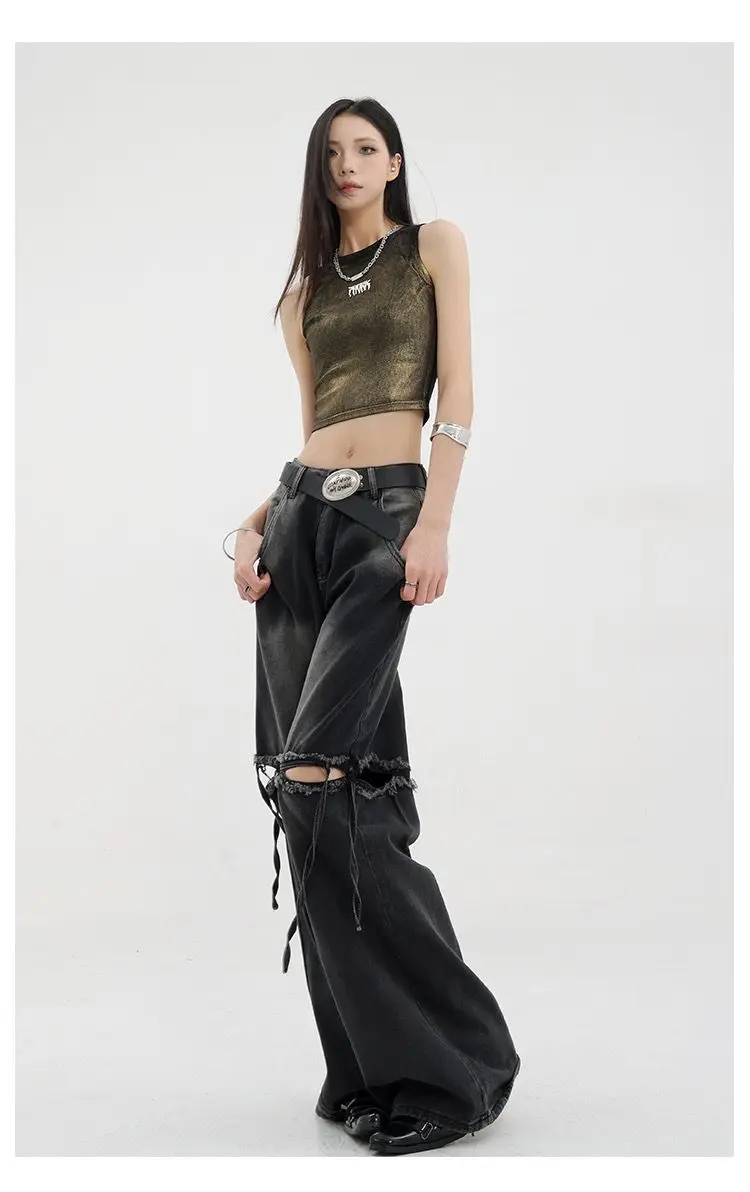 Wide Leg Streetwear Baggy Ripped Trousers