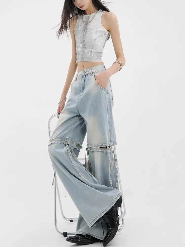 Wide Leg Streetwear Baggy Ripped Trousers