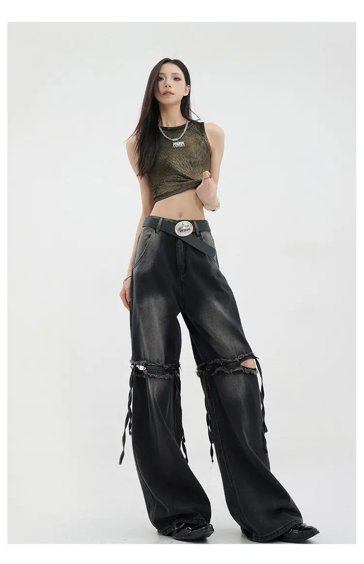 Wide Leg Streetwear Baggy Ripped Trousers