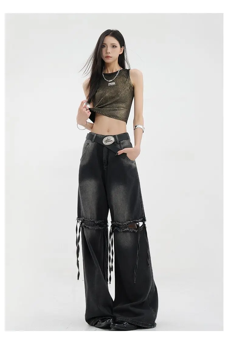 Wide Leg Streetwear Baggy Ripped Trousers