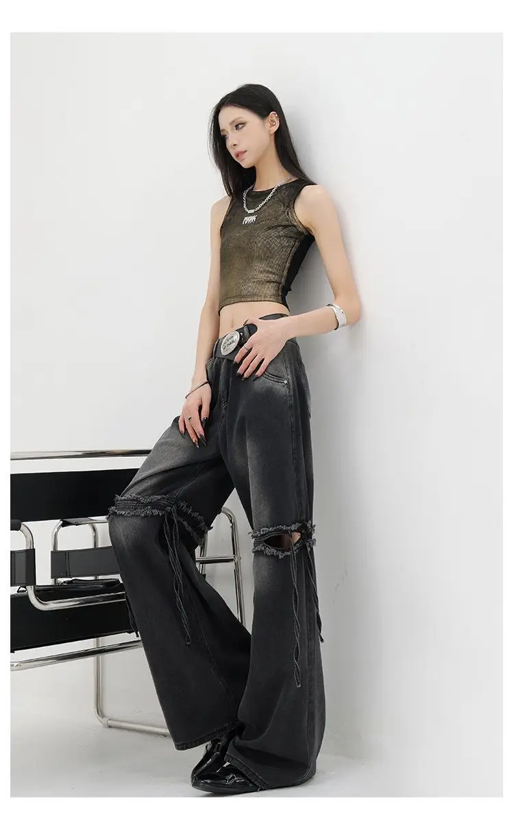 Wide Leg Streetwear Baggy Ripped Trousers