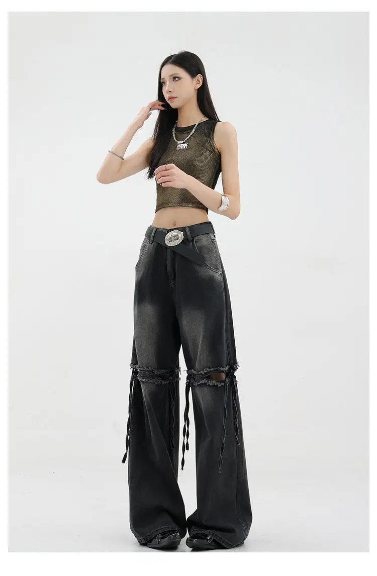 Wide Leg Streetwear Baggy Ripped Trousers