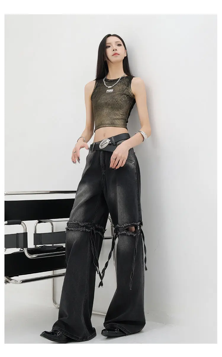 Wide Leg Streetwear Baggy Ripped Trousers