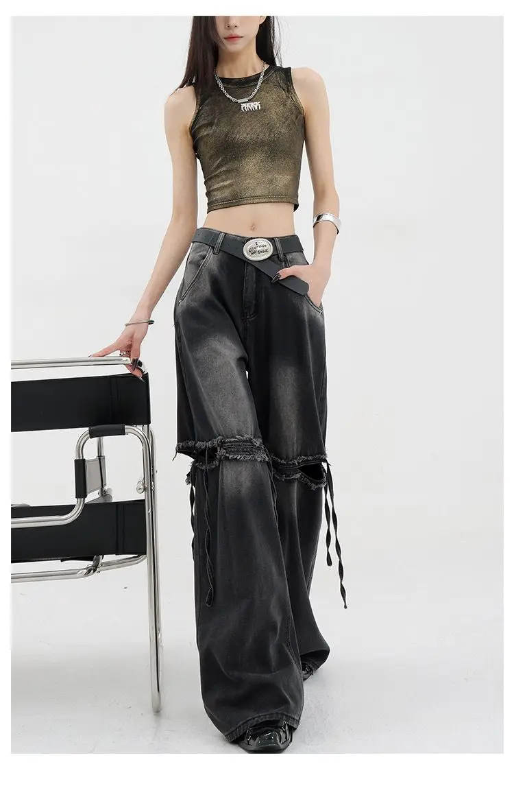 Wide Leg Streetwear Baggy Ripped Trousers