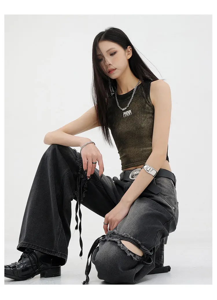 Wide Leg Streetwear Baggy Ripped Trousers