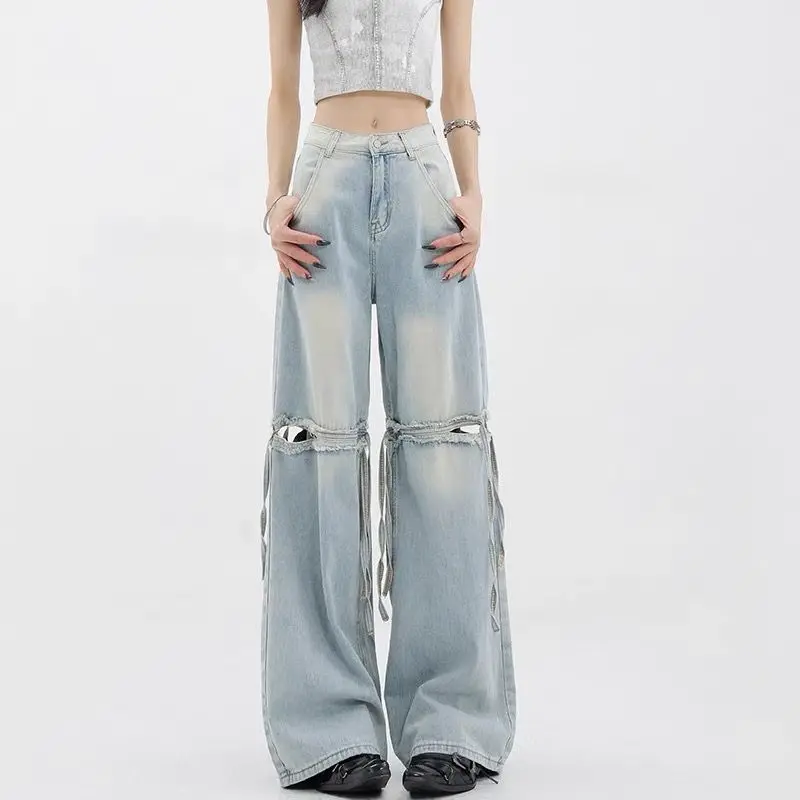Wide Leg Streetwear Baggy Ripped Trousers
