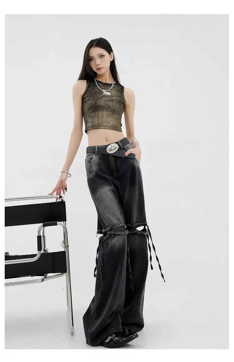 Wide Leg Streetwear Baggy Ripped Trousers