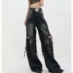 Wide Leg Streetwear Baggy Ripped Trousers
