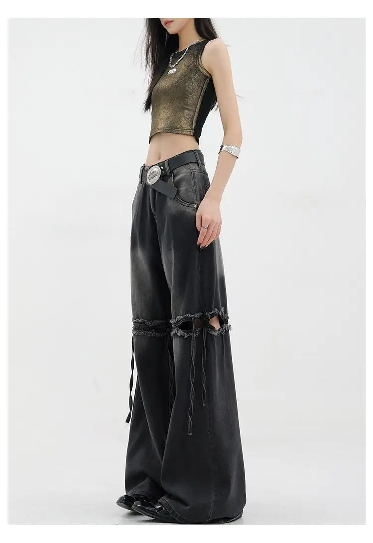 Wide Leg Streetwear Baggy Ripped Trousers