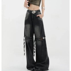 Wide Leg Streetwear Baggy Ripped Trousers