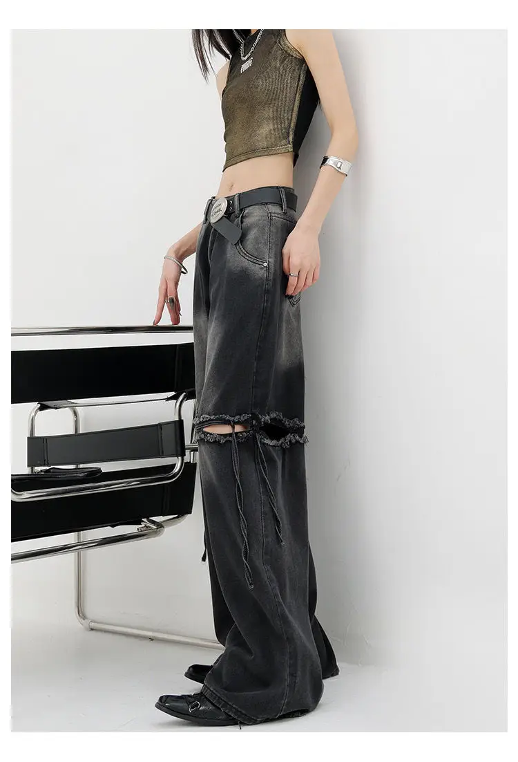 Wide Leg Streetwear Baggy Ripped Trousers