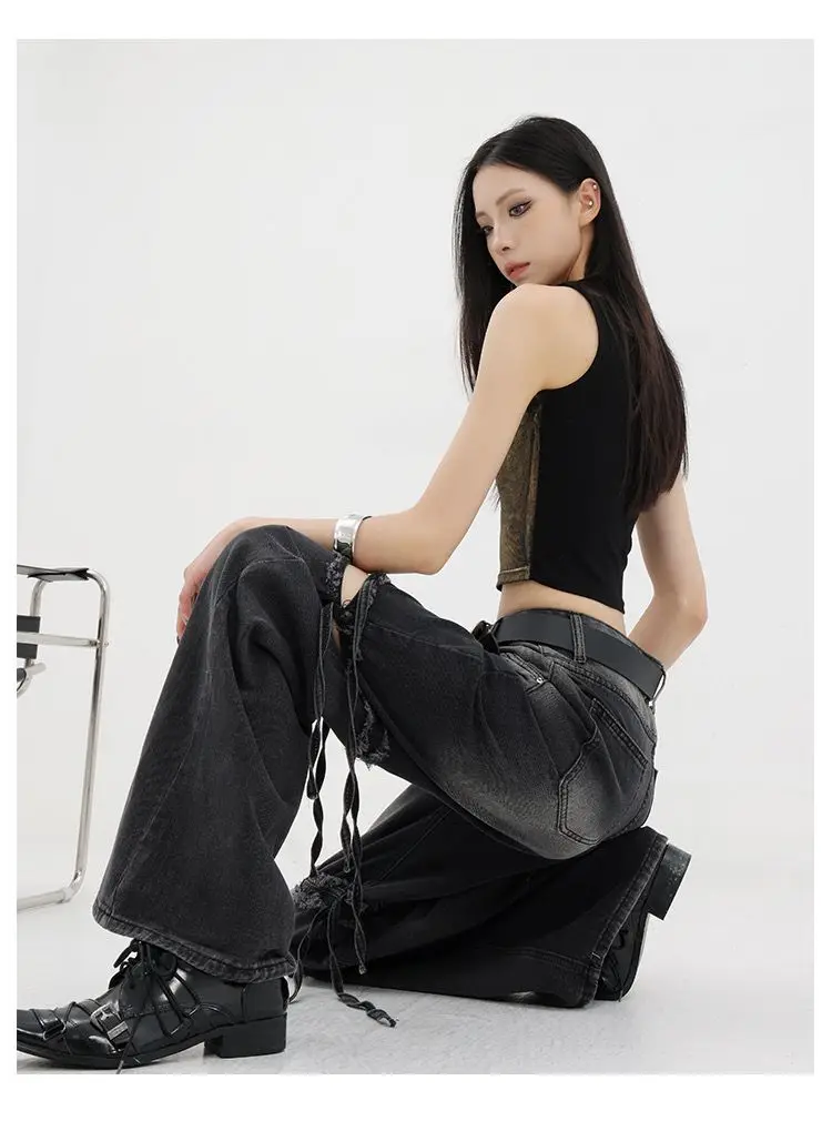 Wide Leg Streetwear Baggy Ripped Trousers