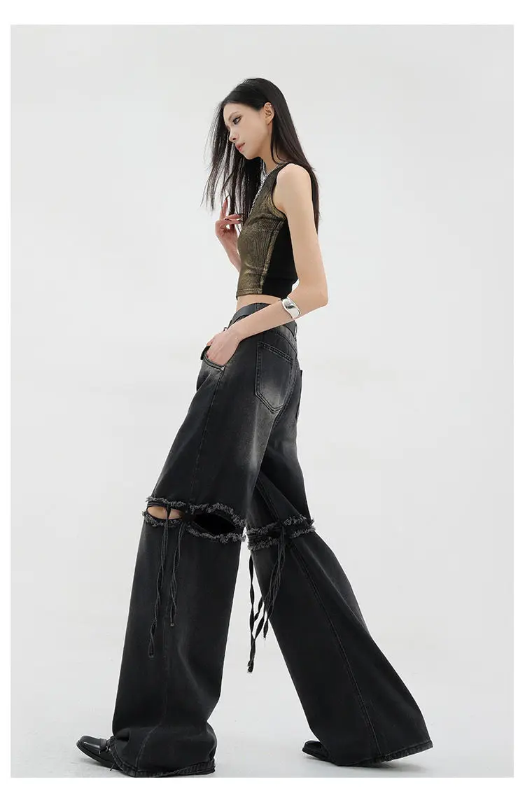Wide Leg Streetwear Baggy Ripped Trousers