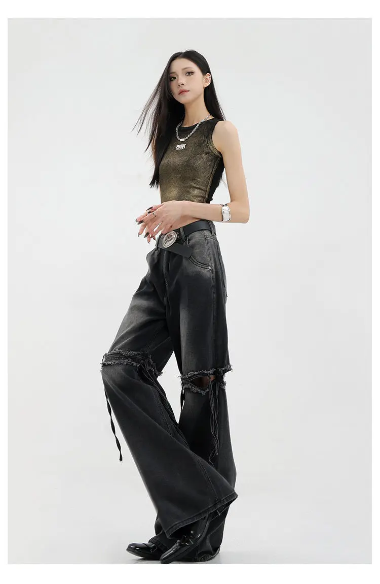 Wide Leg Streetwear Baggy Ripped Trousers
