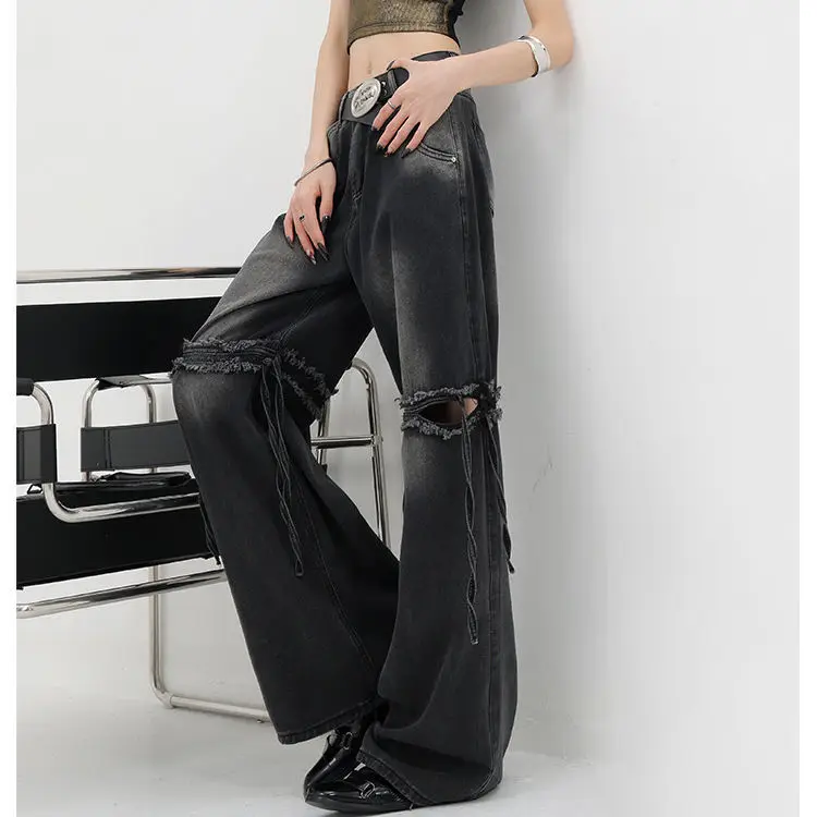 Wide Leg Streetwear Baggy Ripped Trousers