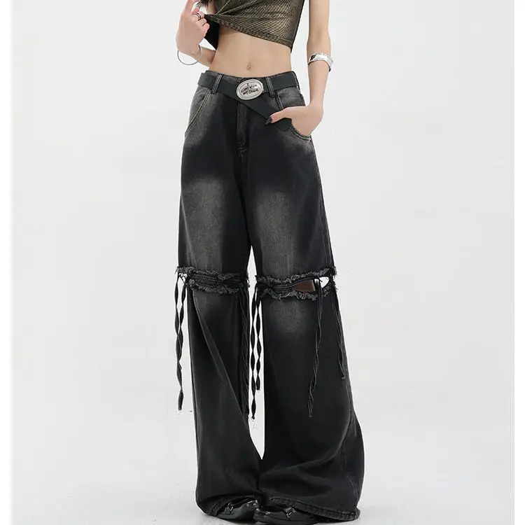 Wide Leg Streetwear Baggy Ripped Trousers