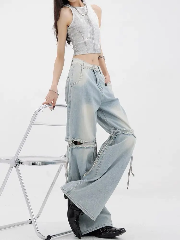 Wide Leg Streetwear Baggy Ripped Trousers