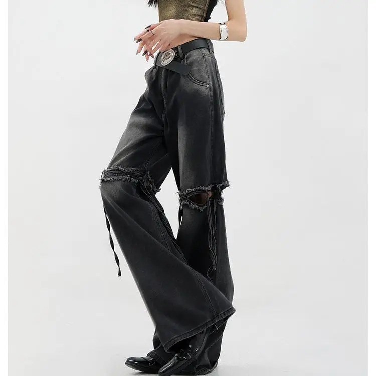 Wide Leg Streetwear Baggy Ripped Trousers
