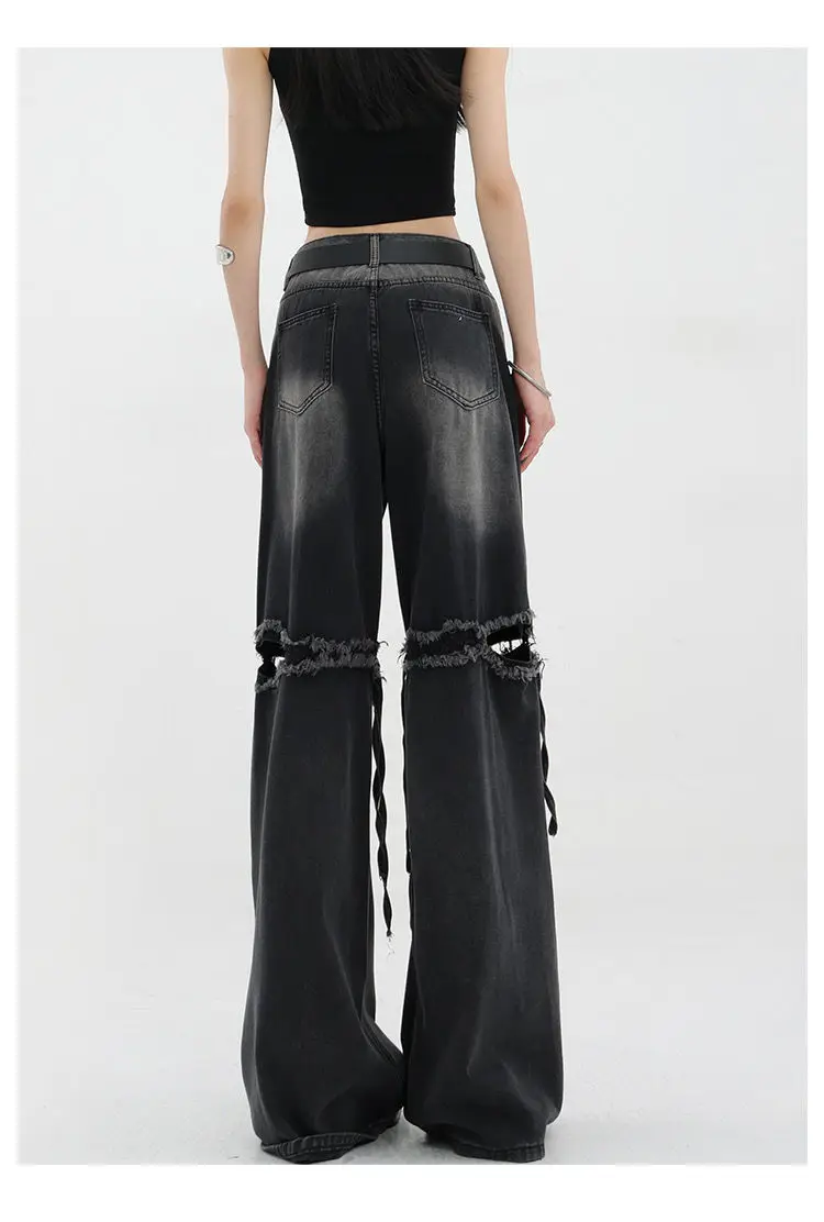 Wide Leg Streetwear Baggy Ripped Trousers