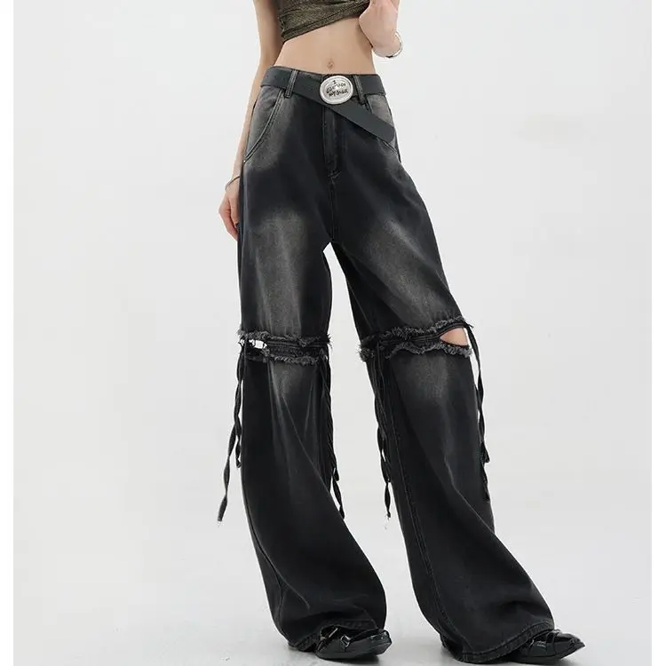 Wide Leg Streetwear Baggy Ripped Trousers