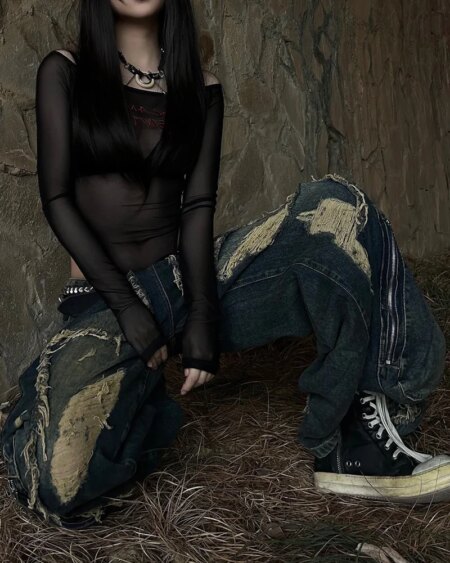 Black Gothic Cargo Jeans