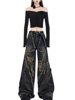 Black Gothic Cargo Jeans