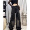 High Waist Black Cargo Jeans