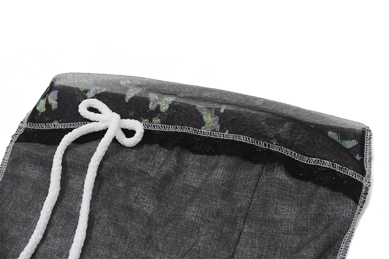 Off Shoulder Bow Lace Denim Tops