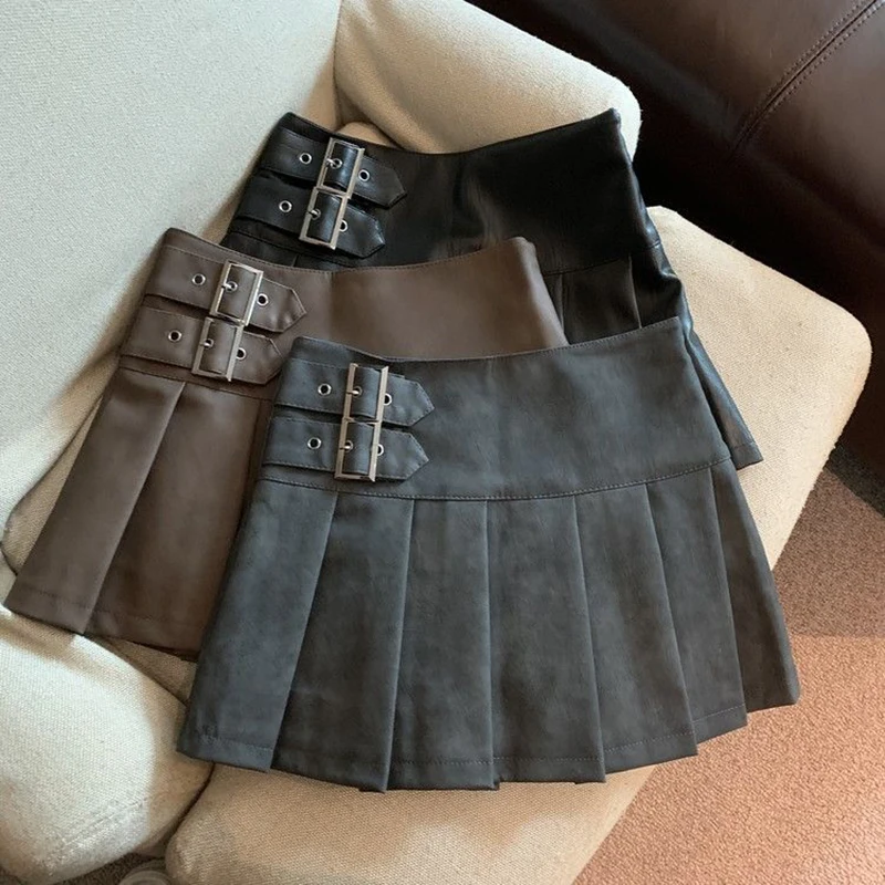 Y2K Pu Leather Mini Skirts