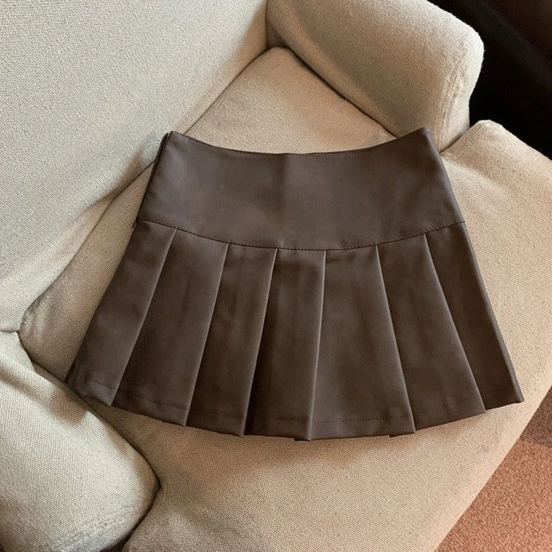 Y2K Pu Leather Mini Skirts