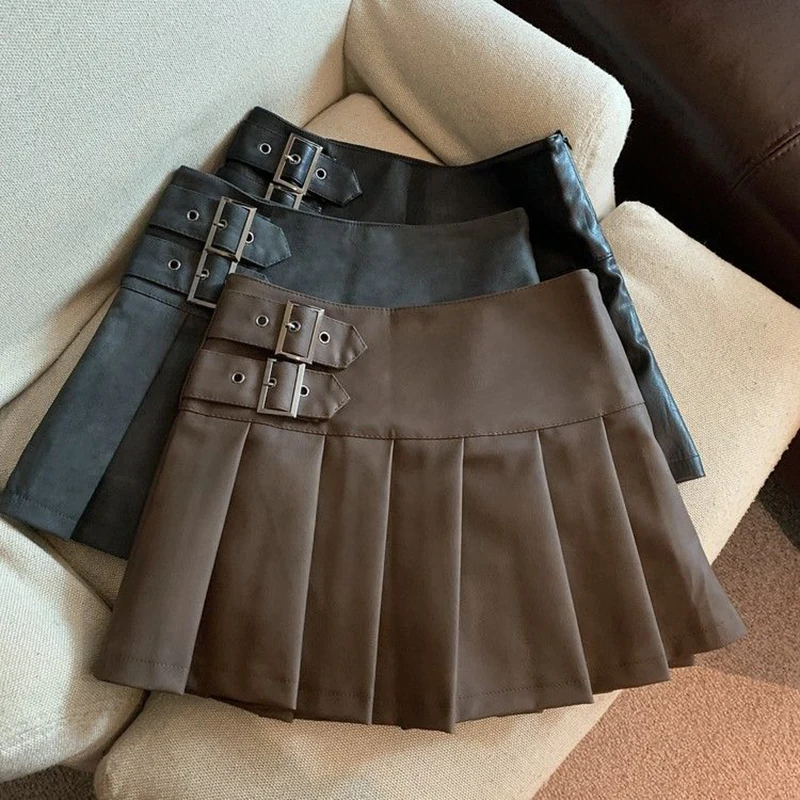 Y2K Pu Leather Mini Skirts