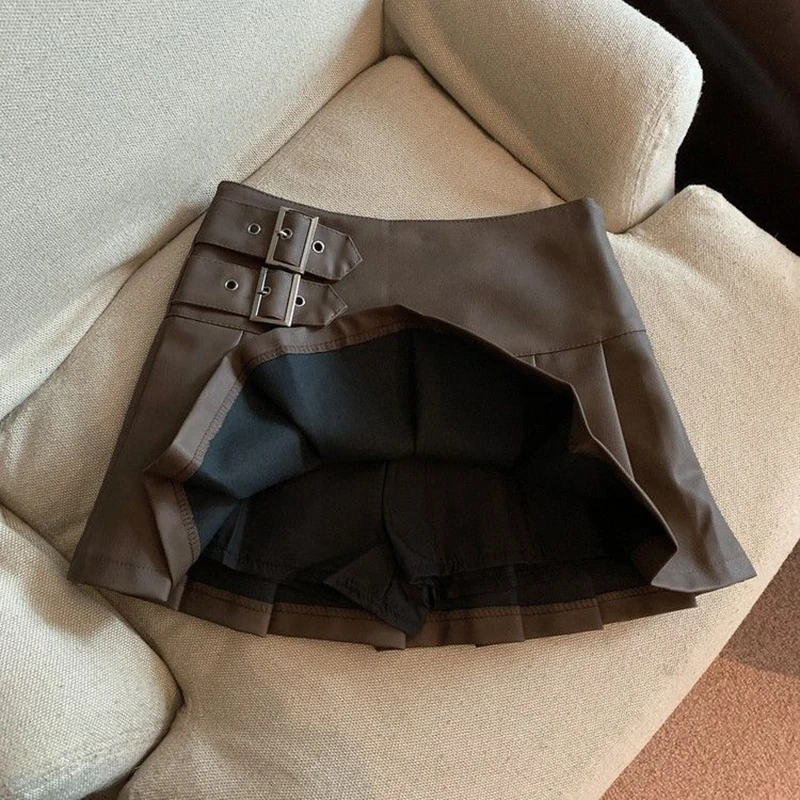 Y2K Pu Leather Mini Skirts