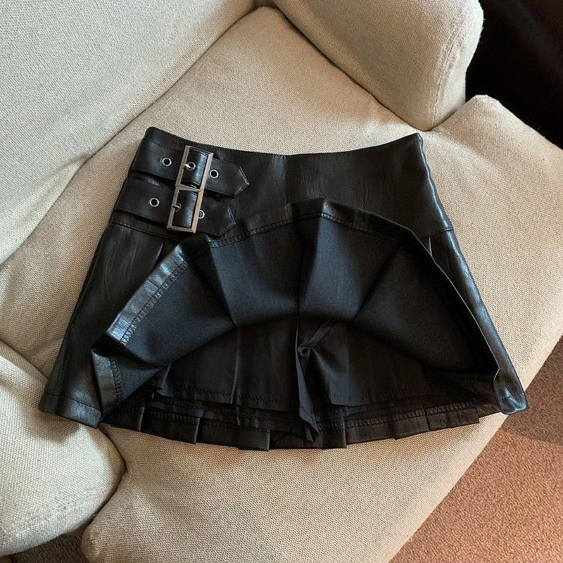 Y2K Pu Leather Mini Skirts