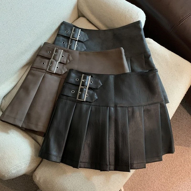 Y2K Pu Leather Mini Skirts
