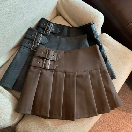 Y2K Pu Leather Mini Skirts