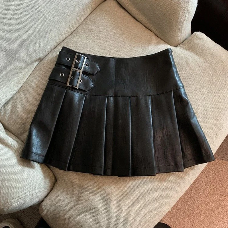 Y2K Pu Leather Mini Skirts