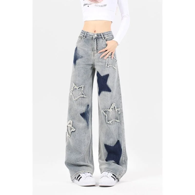 Five-point Star Loose Wide-leg Jeans