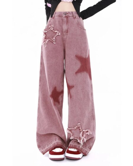 Five-point Star Loose Wide-leg Jeans