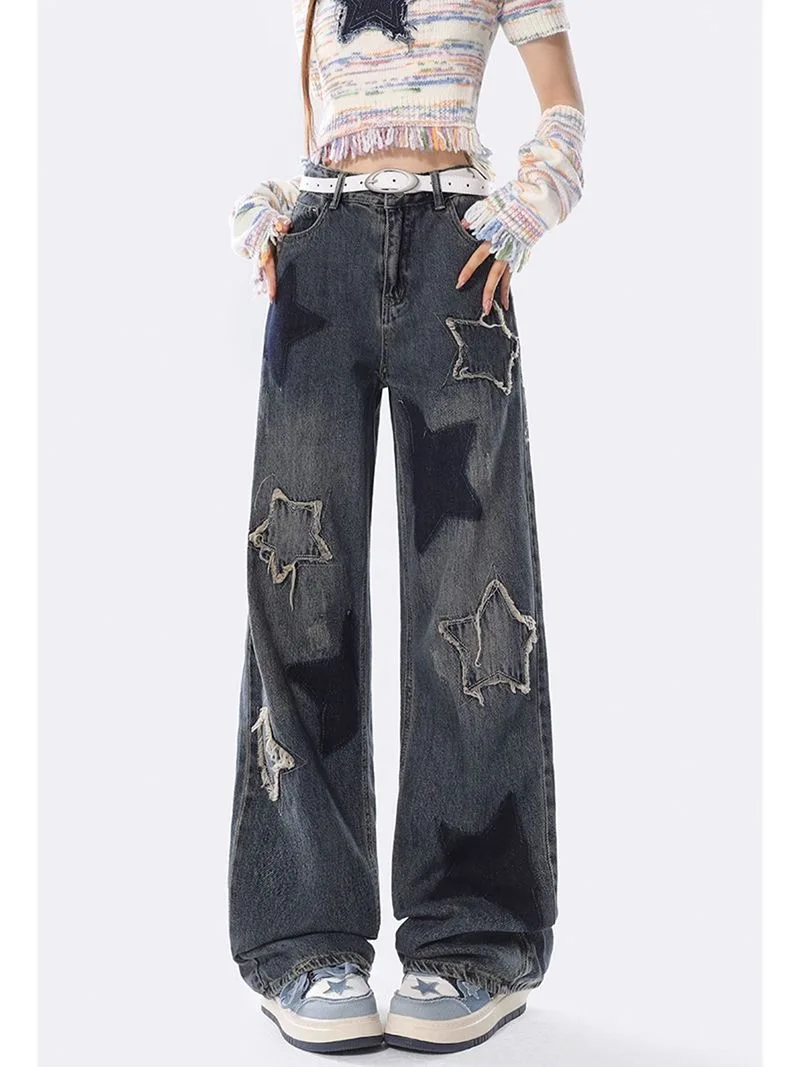 Five-point Star Loose Wide-leg Jeans