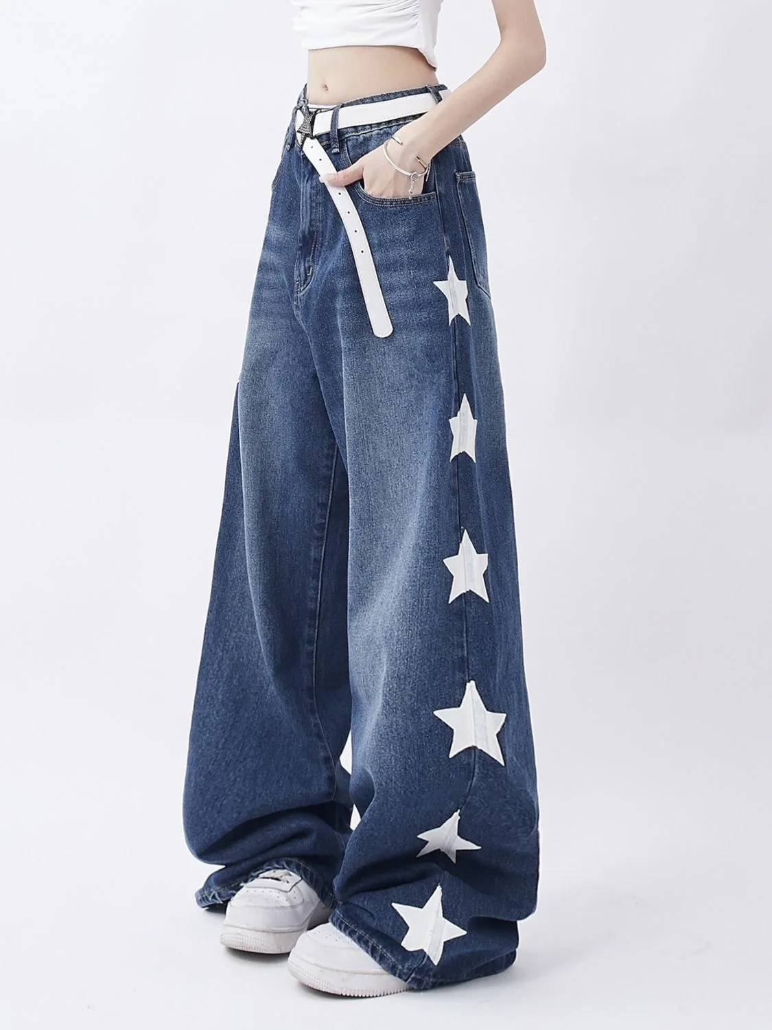 Five-point Star Loose Wide-leg Jeans
