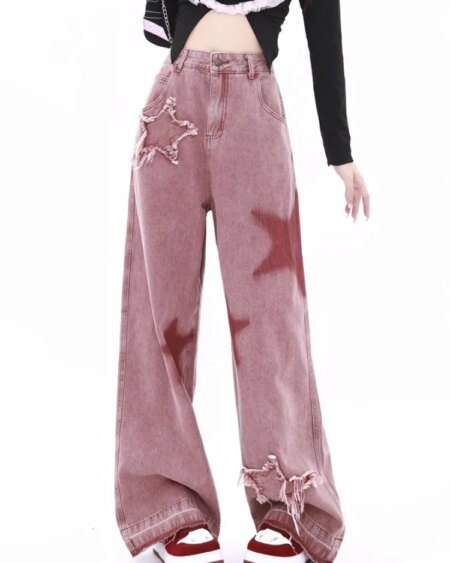 Five-point Star Loose Wide-leg Jeans