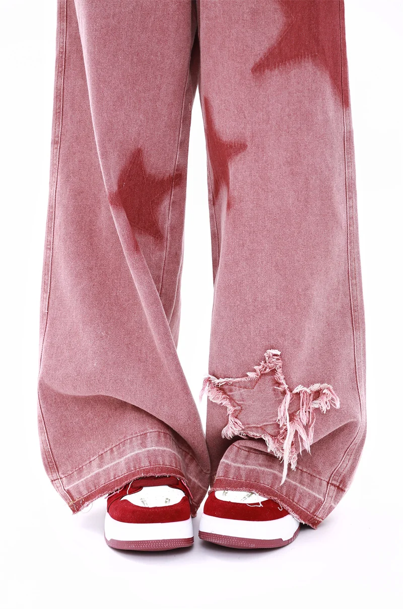 Five-point Star Loose Wide-leg Jeans