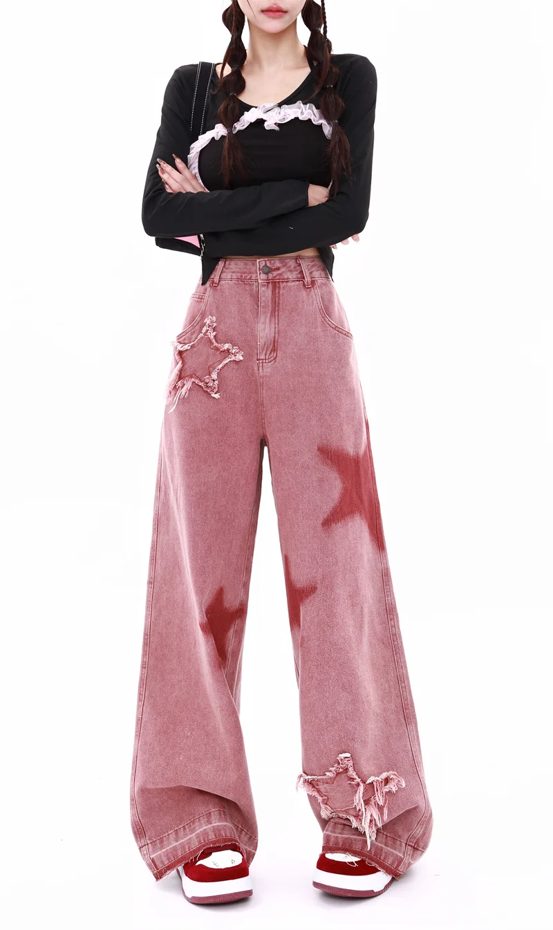 Five-point Star Loose Wide-leg Jeans